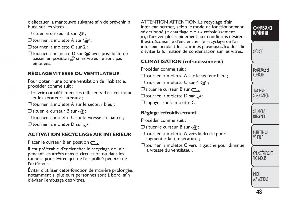 Fiat Qubo manuel du proprietaire / page 44