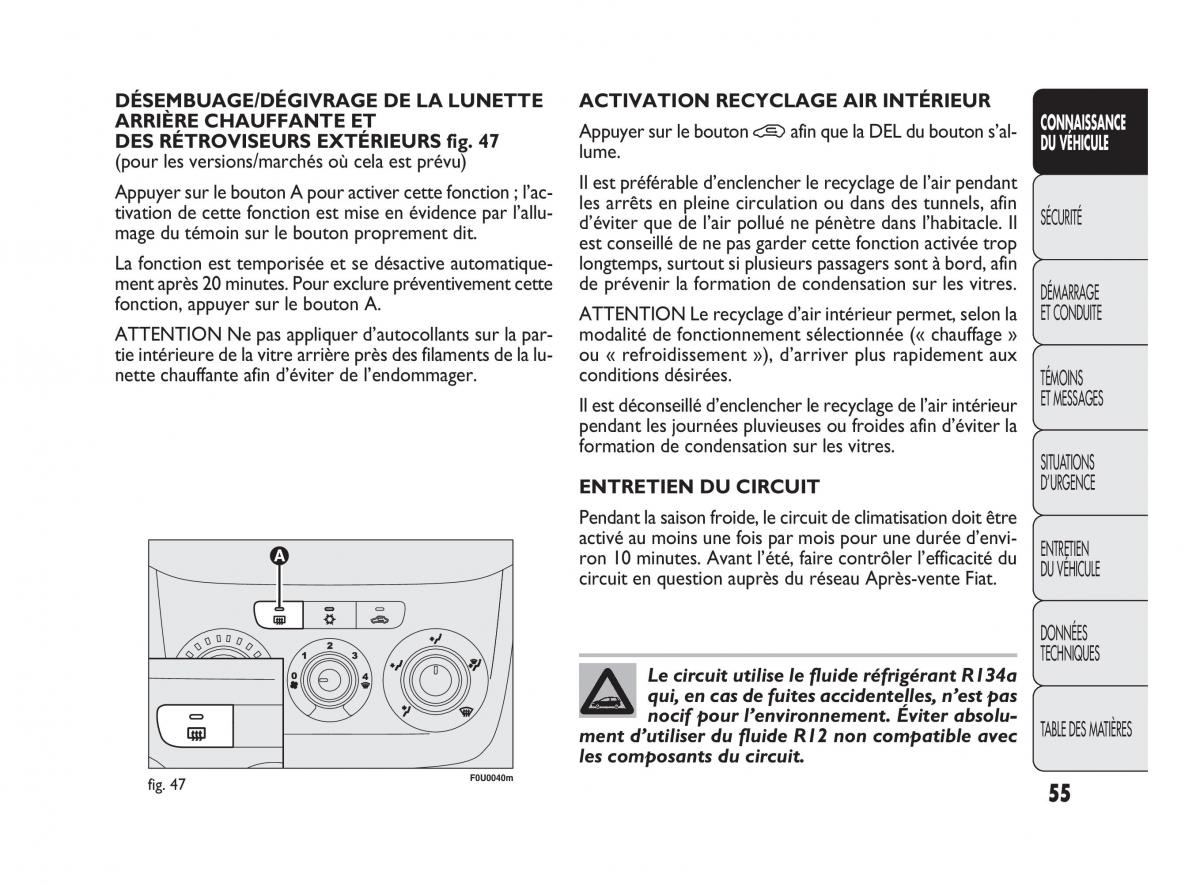 Fiat Punto Evo manuel du proprietaire / page 56