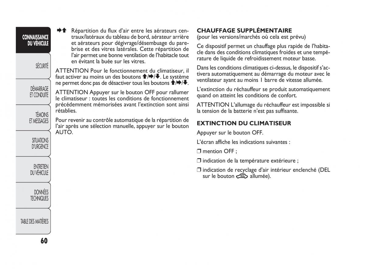 Fiat Punto Evo manuel du proprietaire / page 61