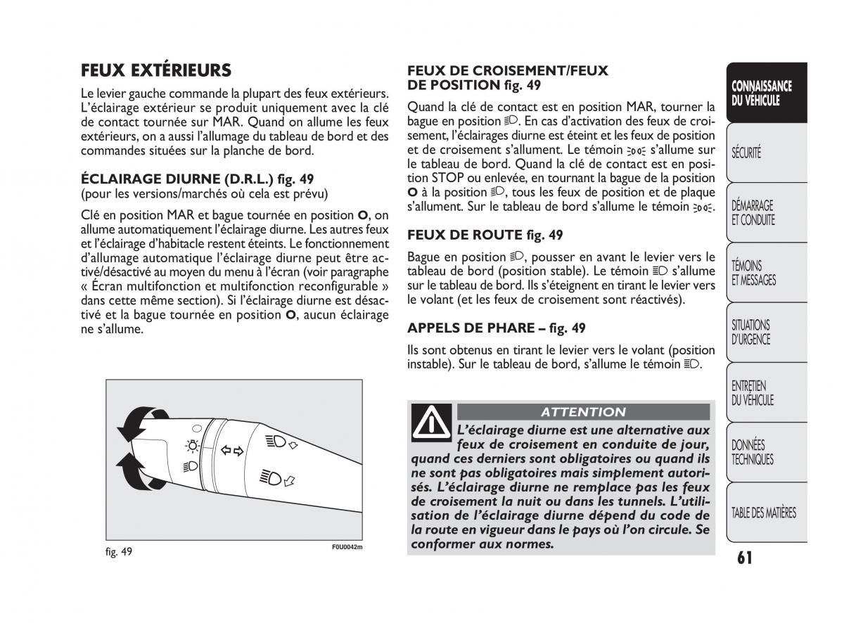 Fiat Punto Evo manuel du proprietaire / page 62