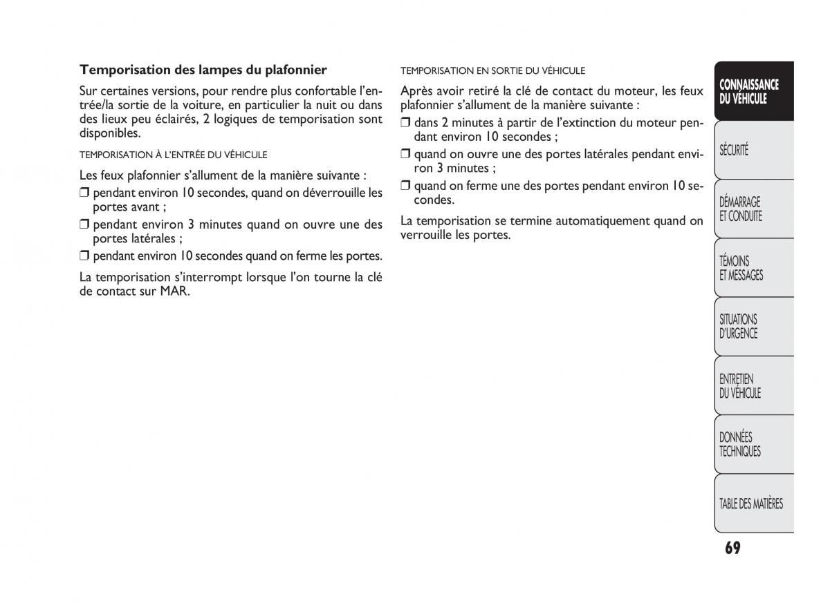 Fiat Punto Evo manuel du proprietaire / page 70