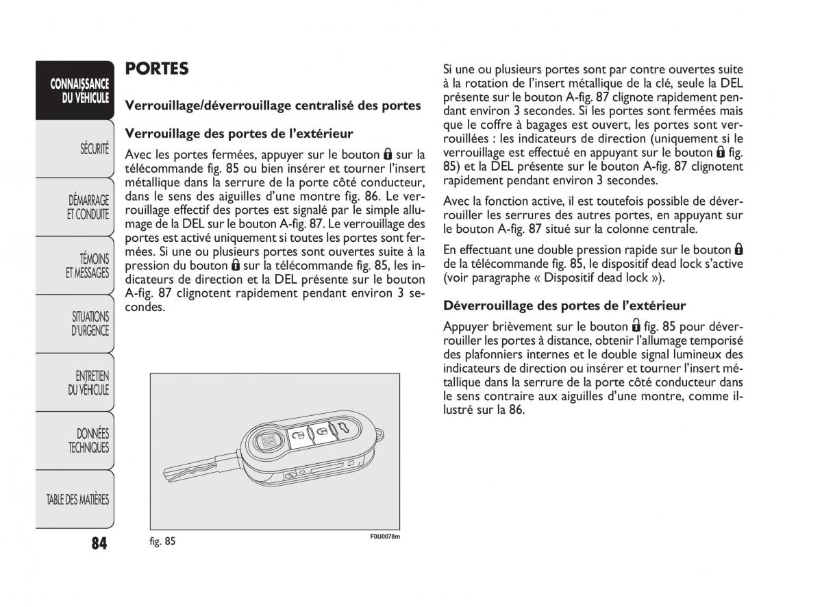 Fiat Punto Evo manuel du proprietaire / page 85