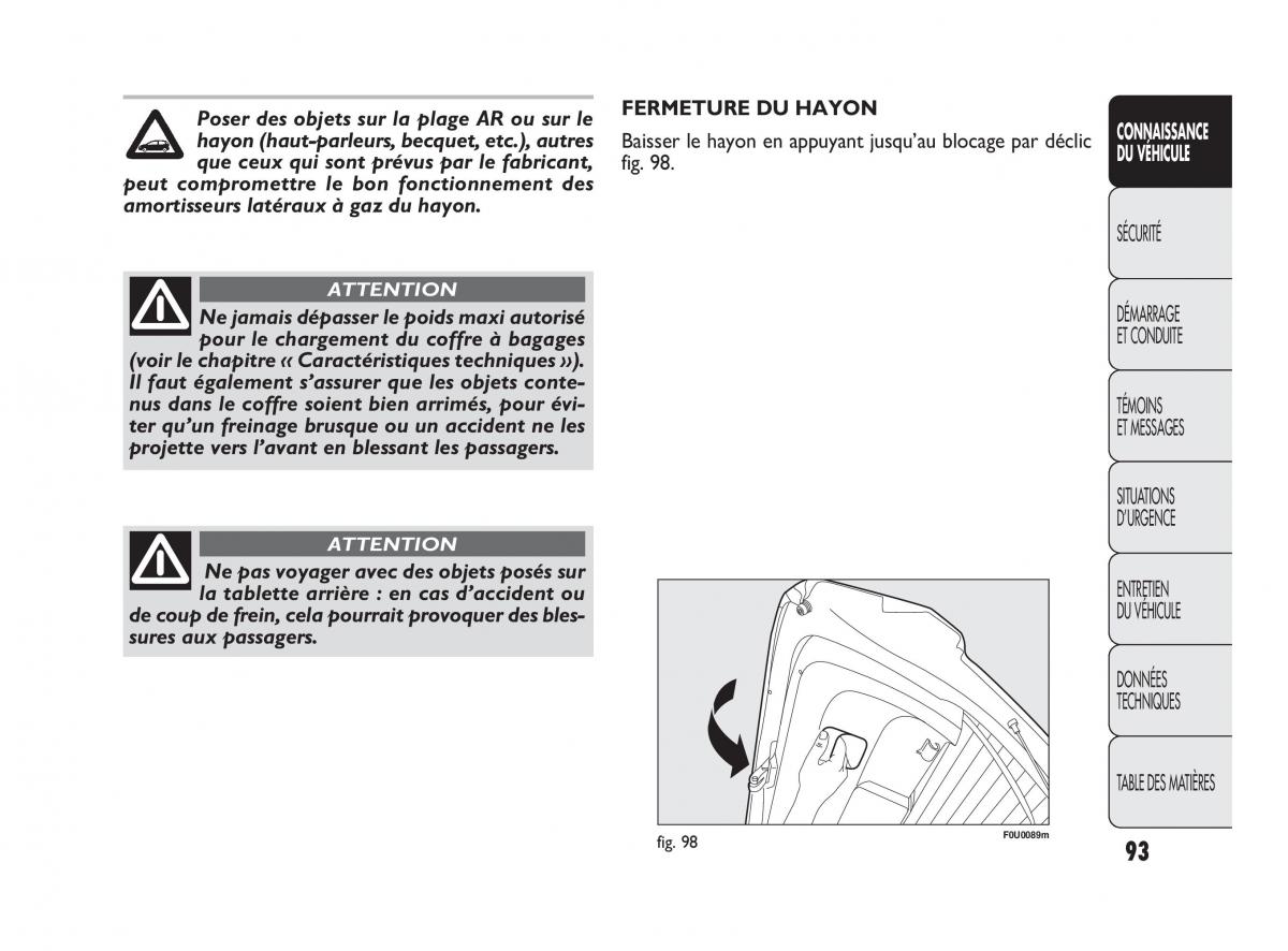 Fiat Punto Evo manuel du proprietaire / page 94