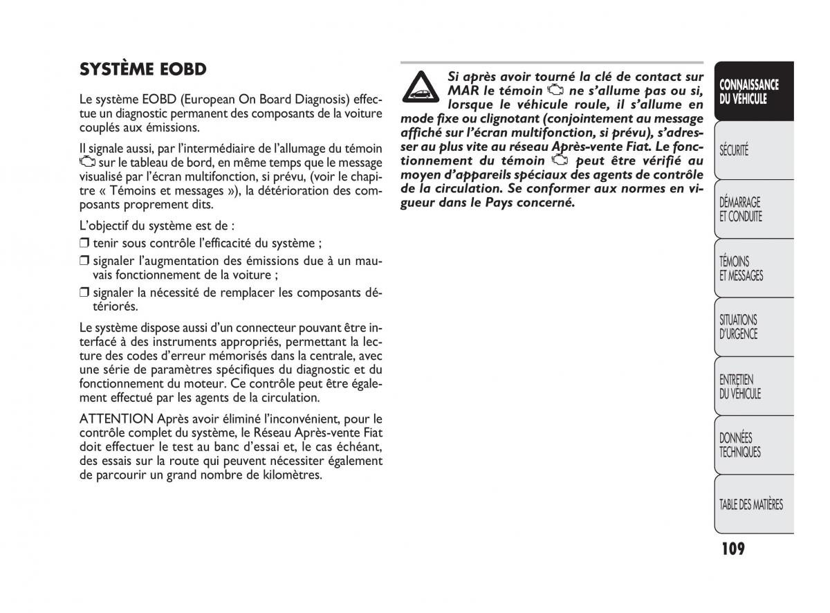 Fiat Punto Evo manuel du proprietaire / page 110