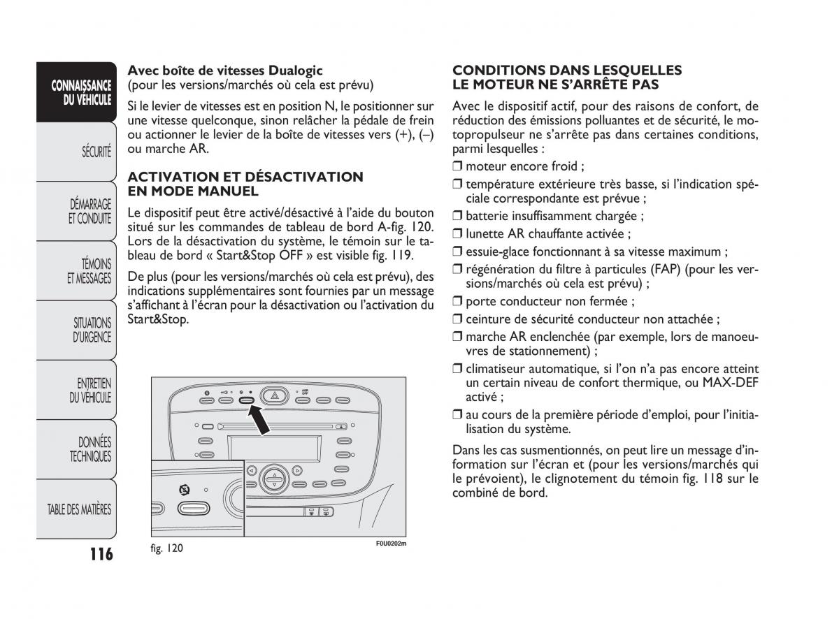 Fiat Punto Evo manuel du proprietaire / page 117