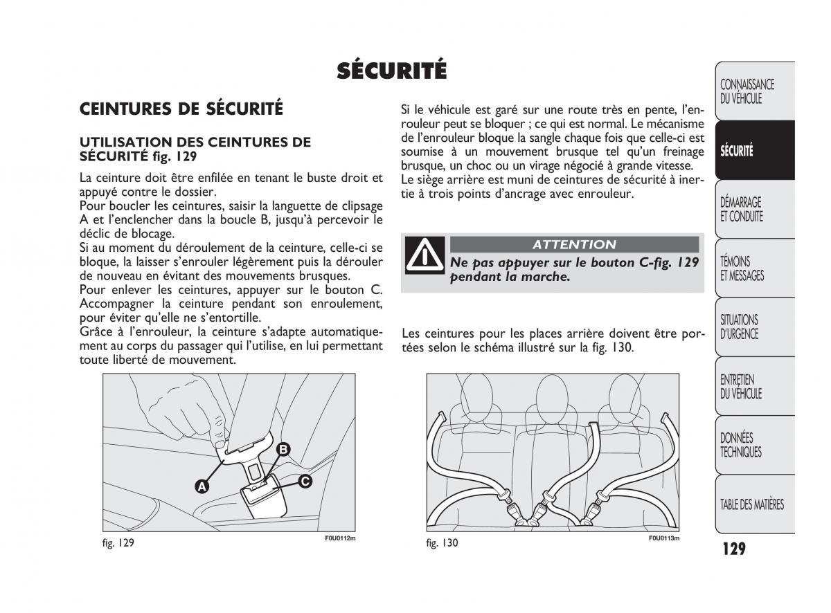 Fiat Punto Evo manuel du proprietaire / page 130