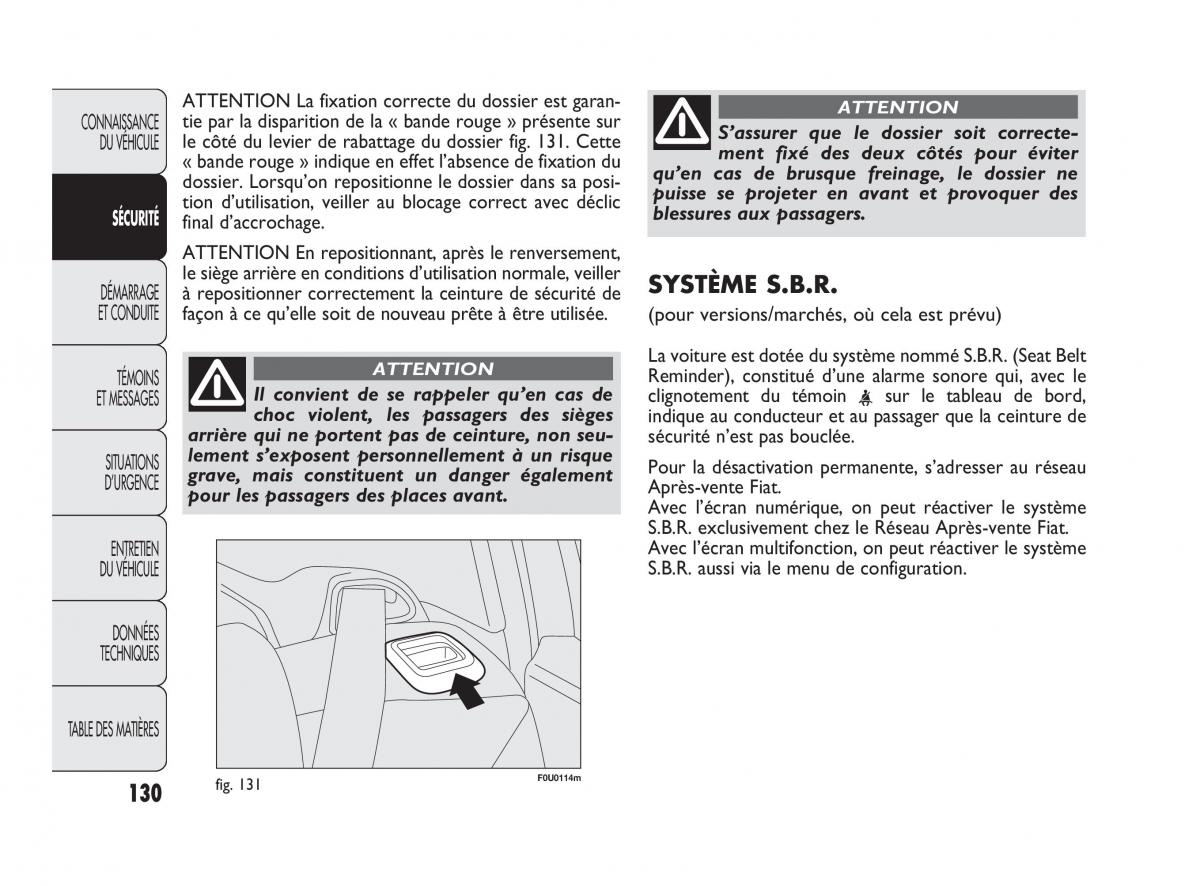 Fiat Punto Evo manuel du proprietaire / page 131