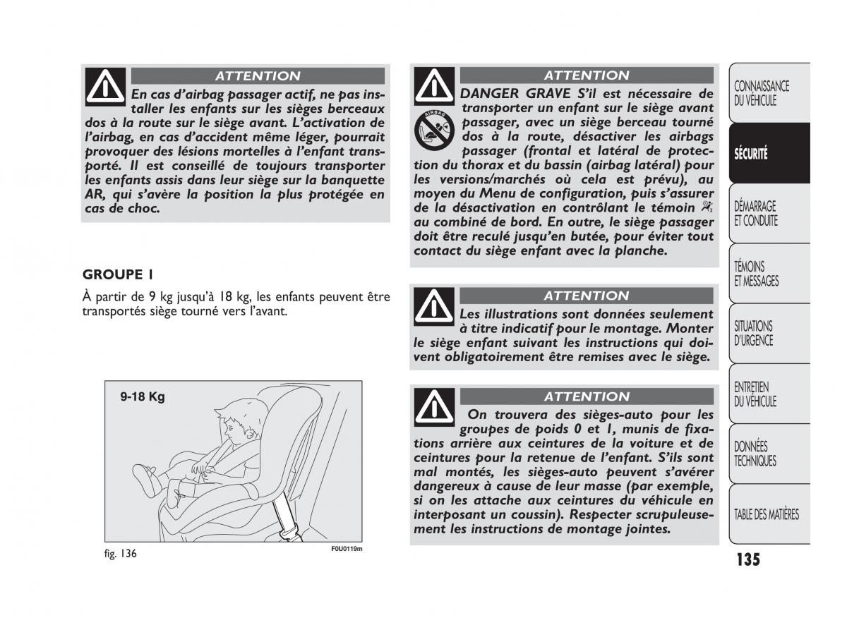 Fiat Punto Evo manuel du proprietaire / page 136