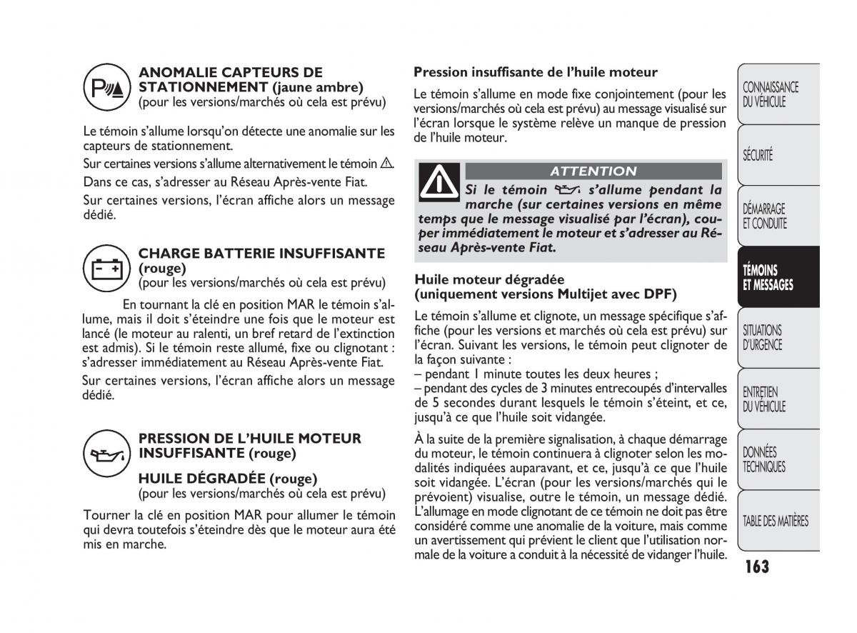 Fiat Punto Evo manuel du proprietaire / page 164