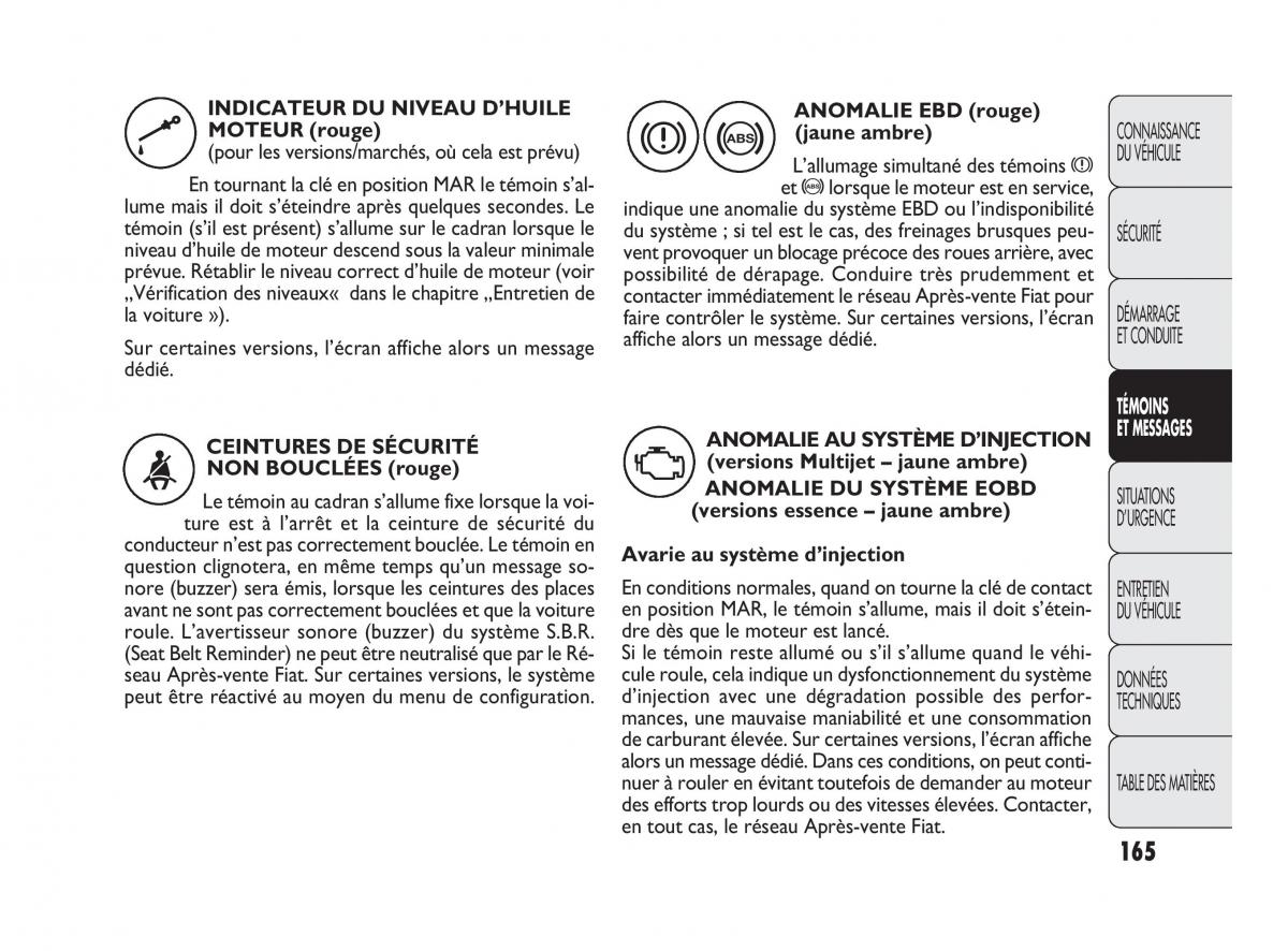 Fiat Punto Evo manuel du proprietaire / page 166