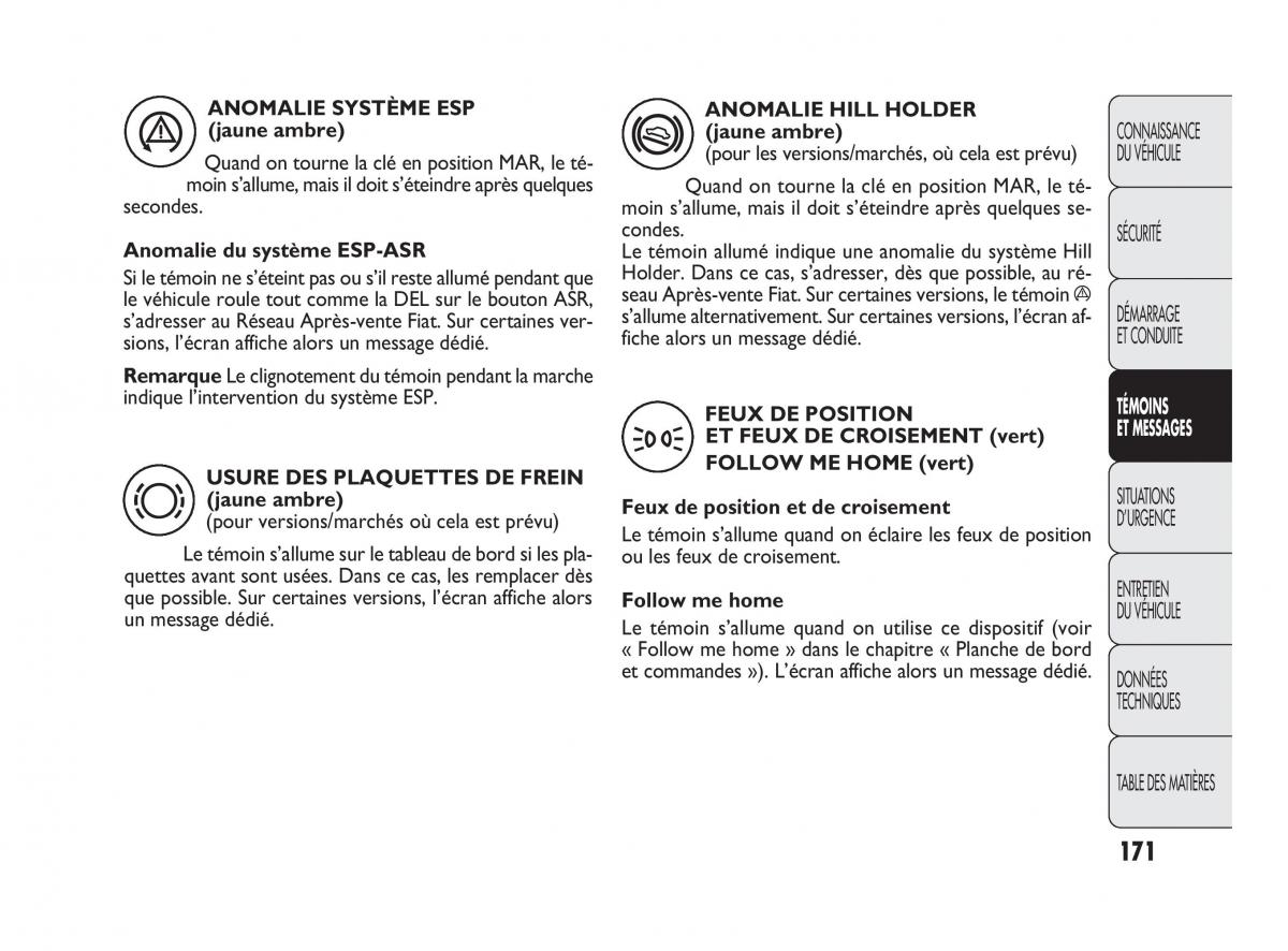 Fiat Punto Evo manuel du proprietaire / page 172