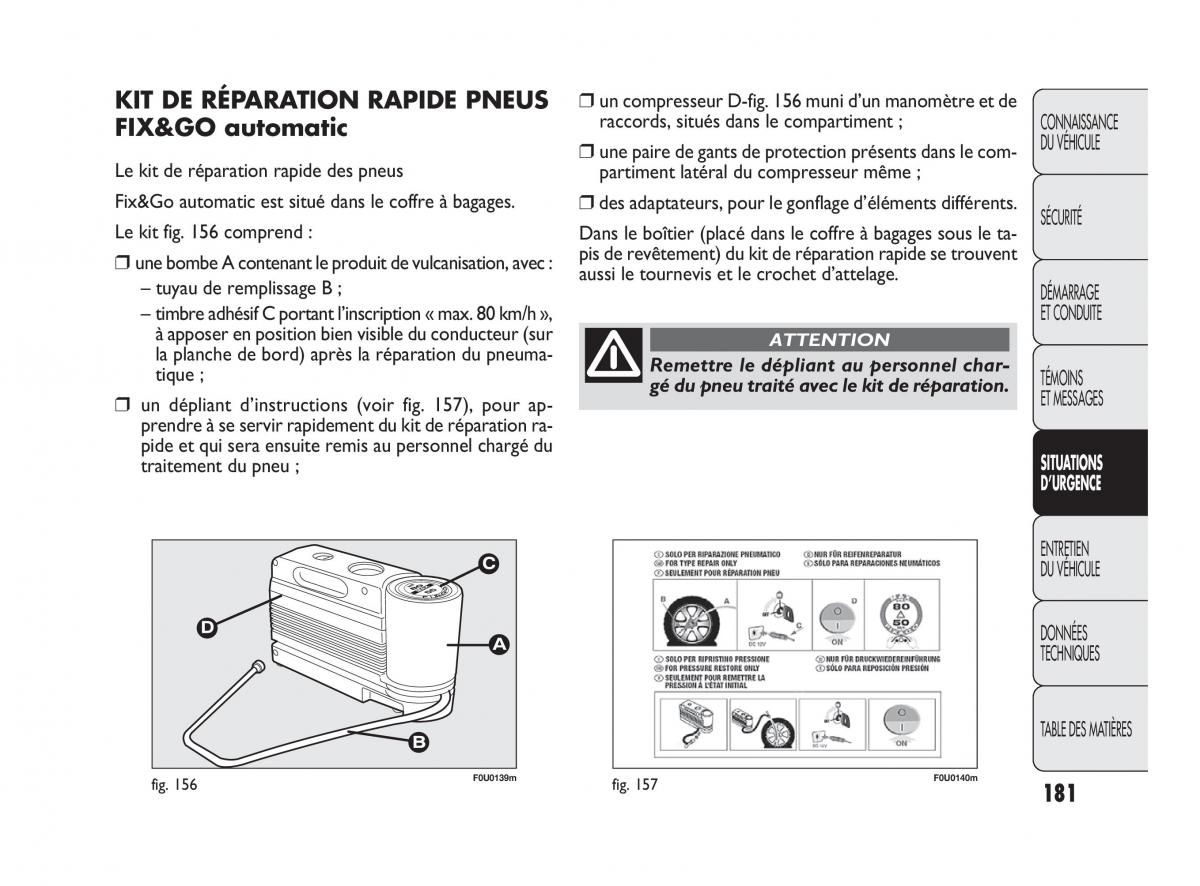 Fiat Punto Evo manuel du proprietaire / page 182