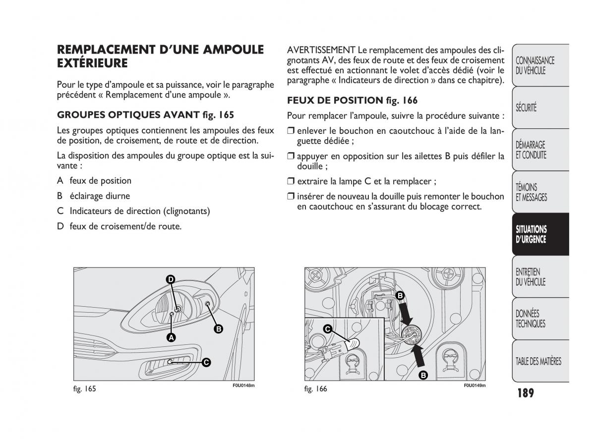 Fiat Punto Evo manuel du proprietaire / page 190