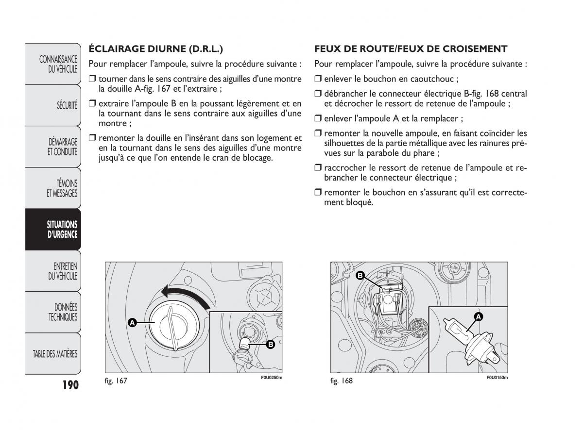 Fiat Punto Evo manuel du proprietaire / page 191