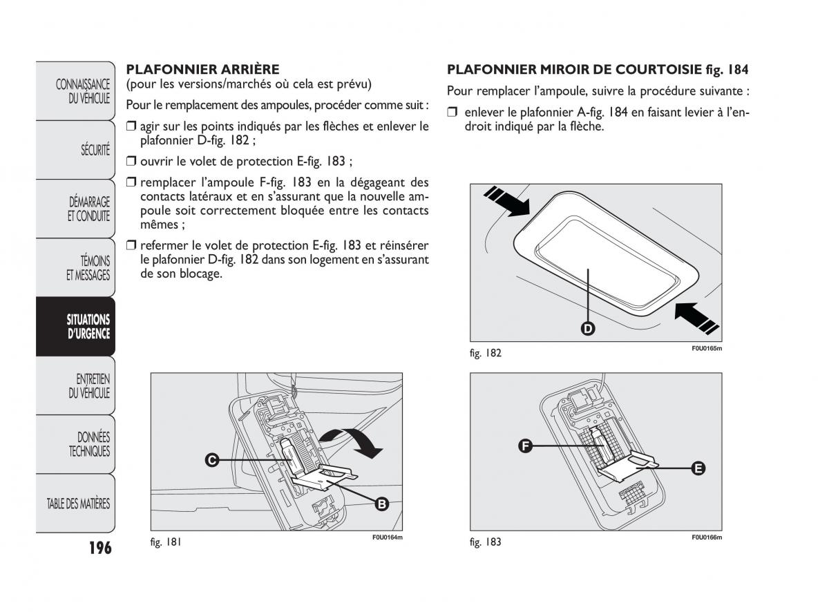 Fiat Punto Evo manuel du proprietaire / page 197