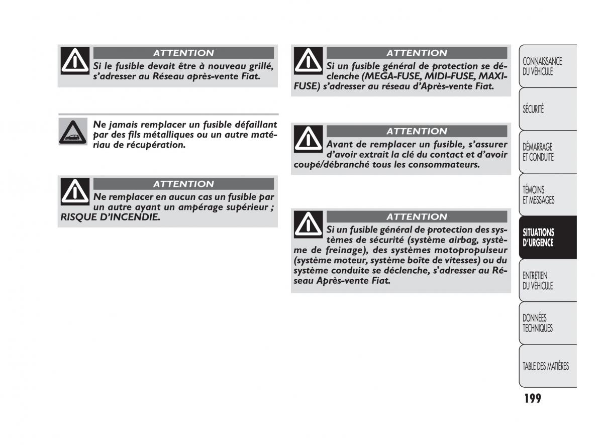 Fiat Punto Evo manuel du proprietaire / page 200