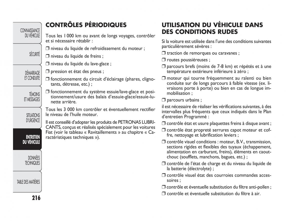 Fiat Punto Evo manuel du proprietaire / page 217