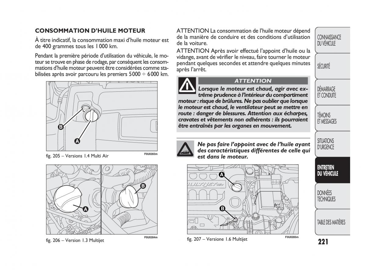 Fiat Punto Evo manuel du proprietaire / page 222