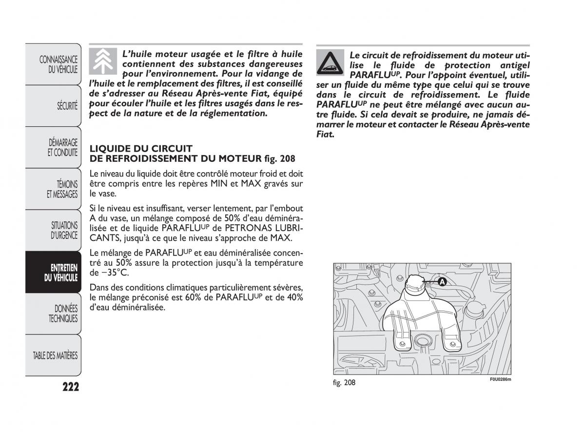 Fiat Punto Evo manuel du proprietaire / page 223