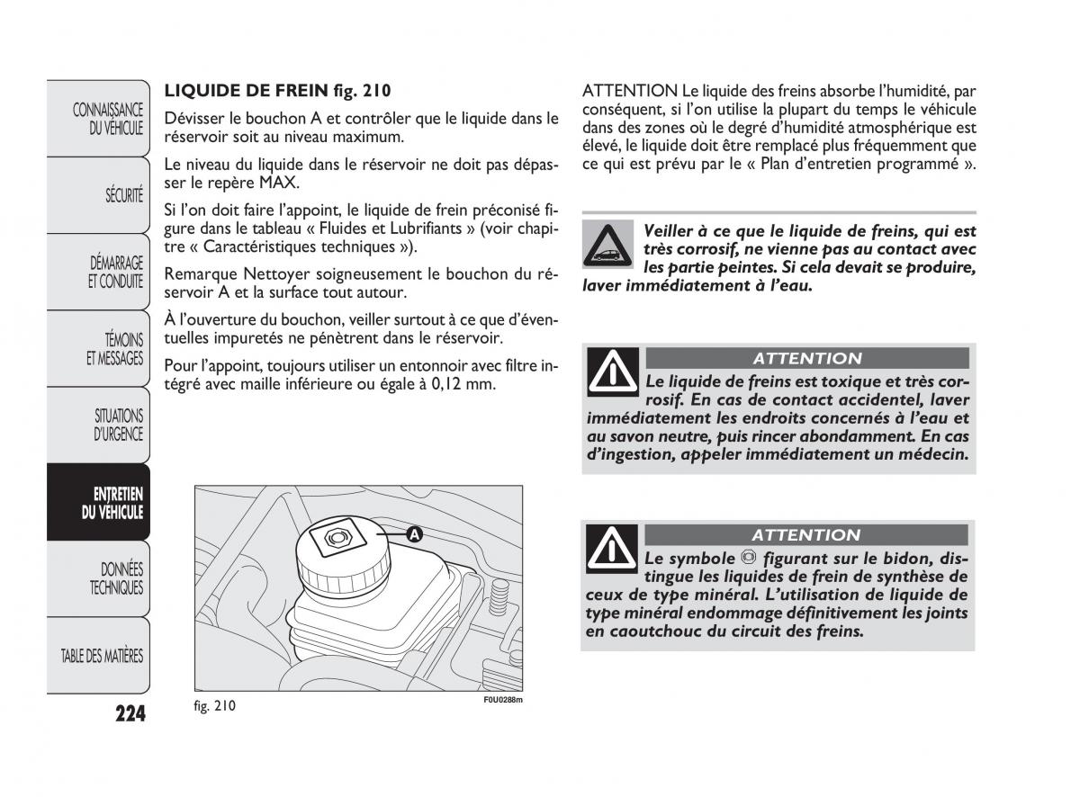 Fiat Punto Evo manuel du proprietaire / page 225