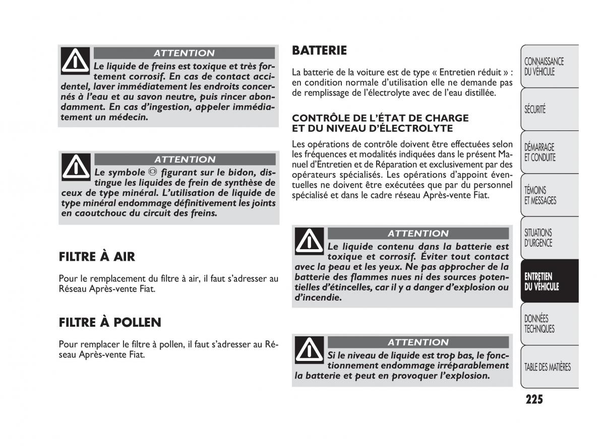 Fiat Punto Evo manuel du proprietaire / page 226