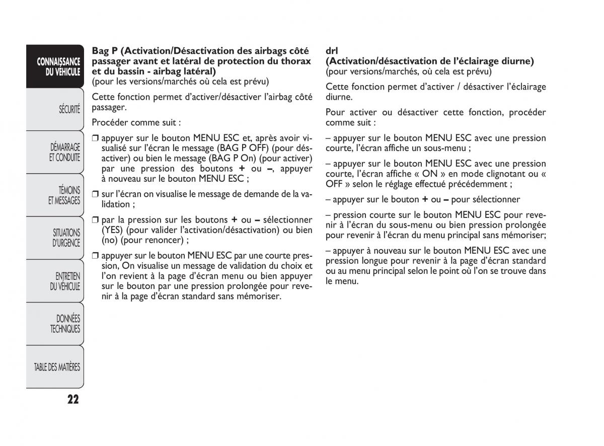 Fiat Punto Evo manuel du proprietaire / page 23