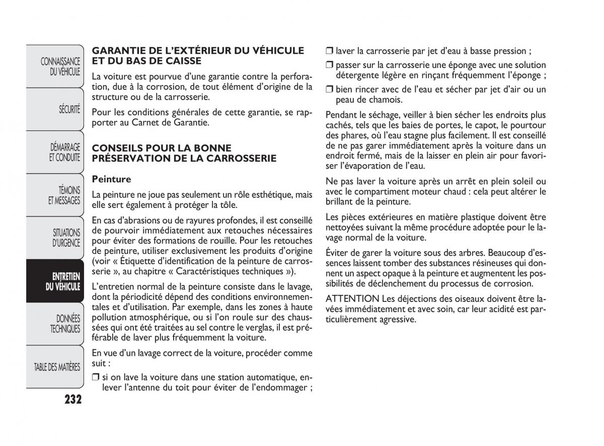 Fiat Punto Evo manuel du proprietaire / page 233