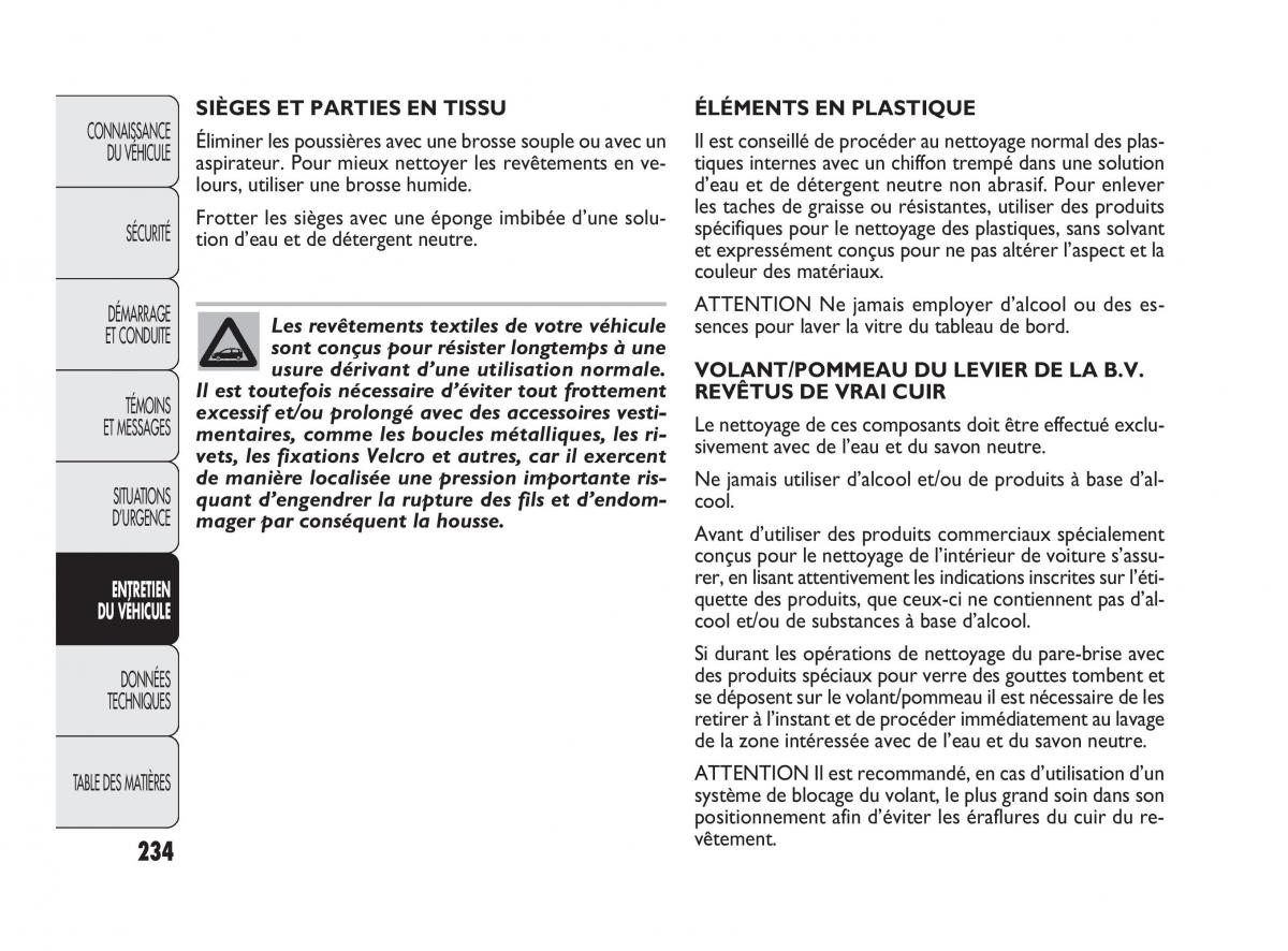 Fiat Punto Evo manuel du proprietaire / page 235