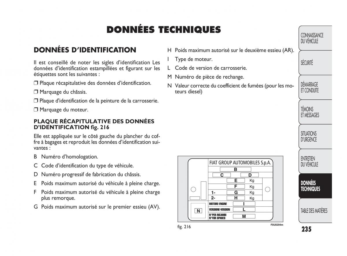 Fiat Punto Evo manuel du proprietaire / page 236