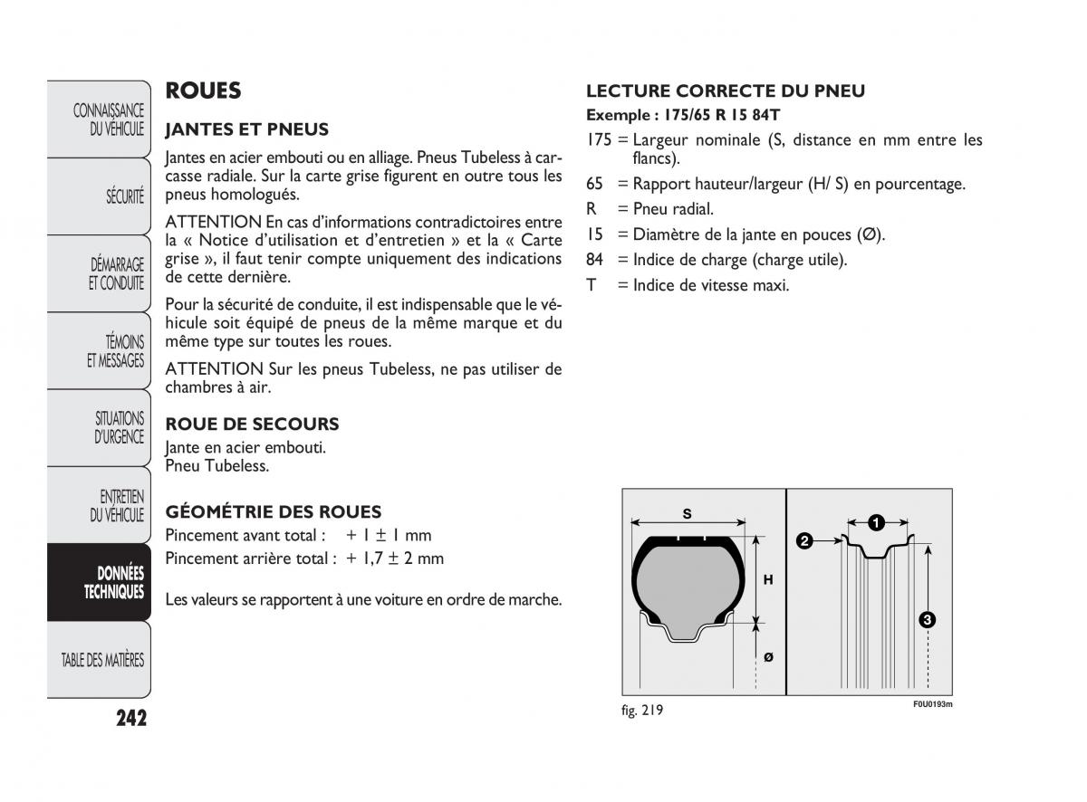 Fiat Punto Evo manuel du proprietaire / page 243