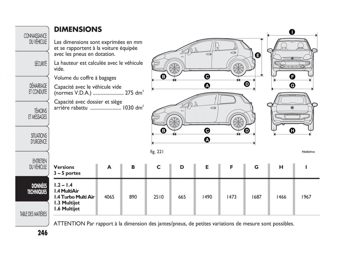 Fiat Punto Evo manuel du proprietaire / page 247