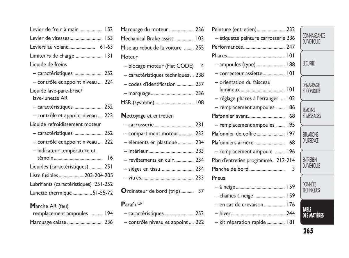 Fiat Punto Evo manuel du proprietaire / page 266