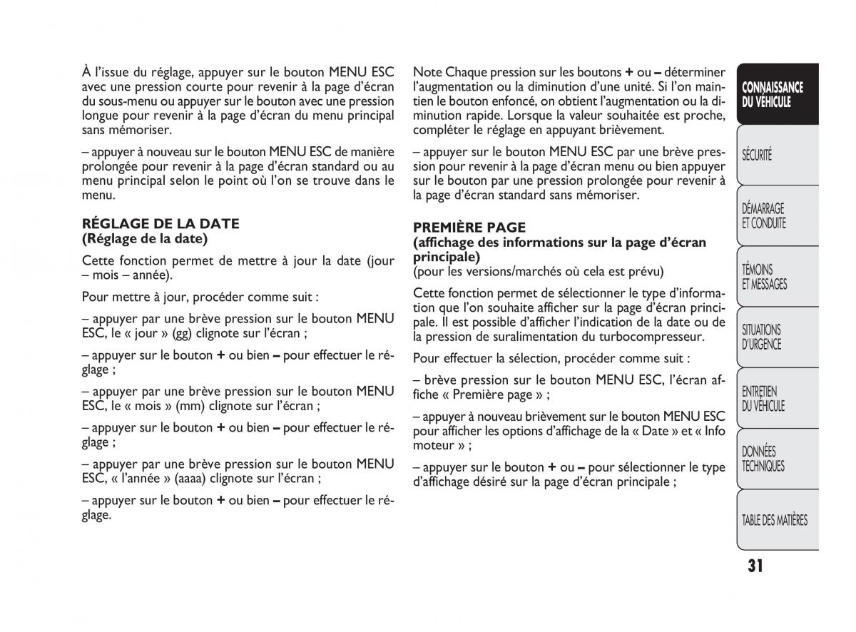 Fiat Punto Evo manuel du proprietaire / page 32