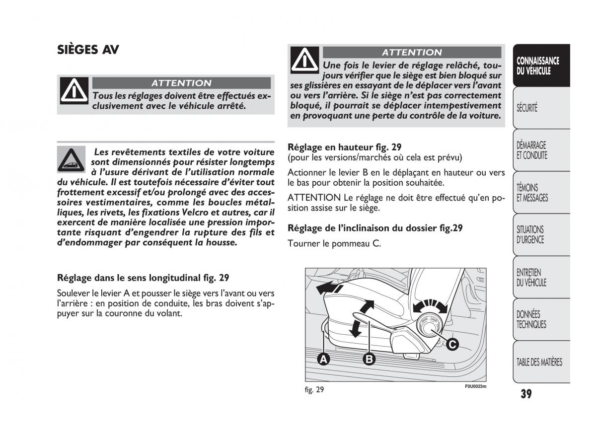 Fiat Punto Evo manuel du proprietaire / page 40