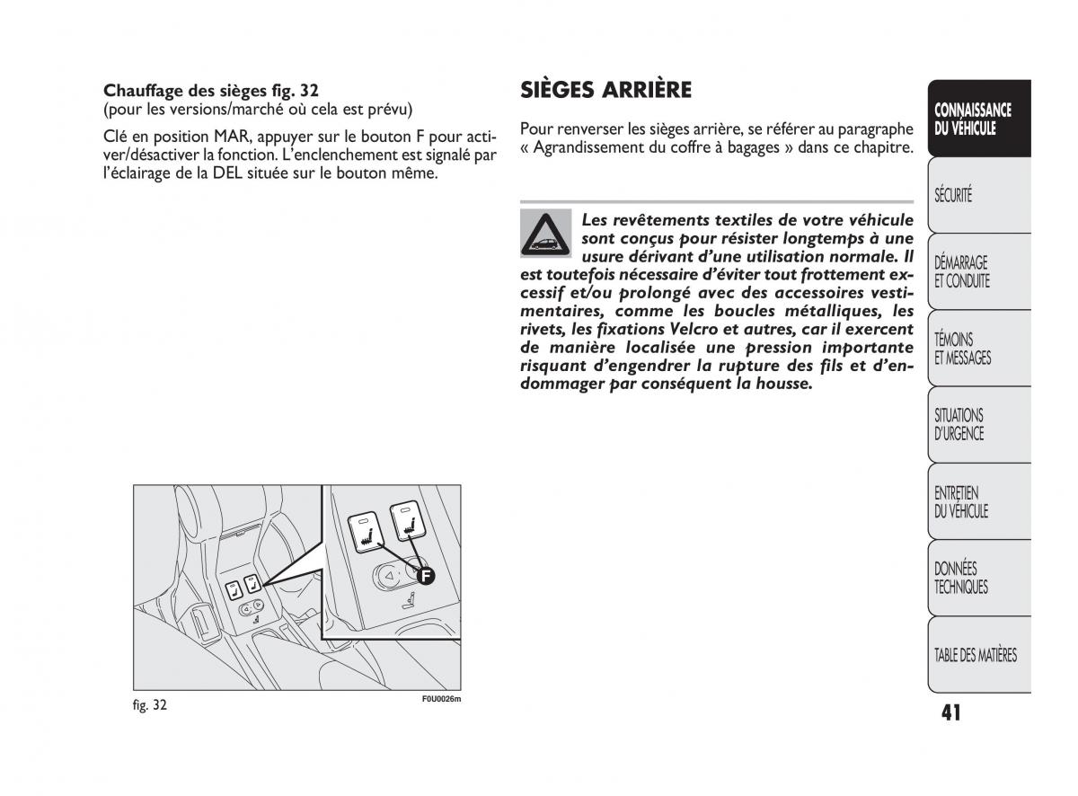 Fiat Punto Evo manuel du proprietaire / page 42