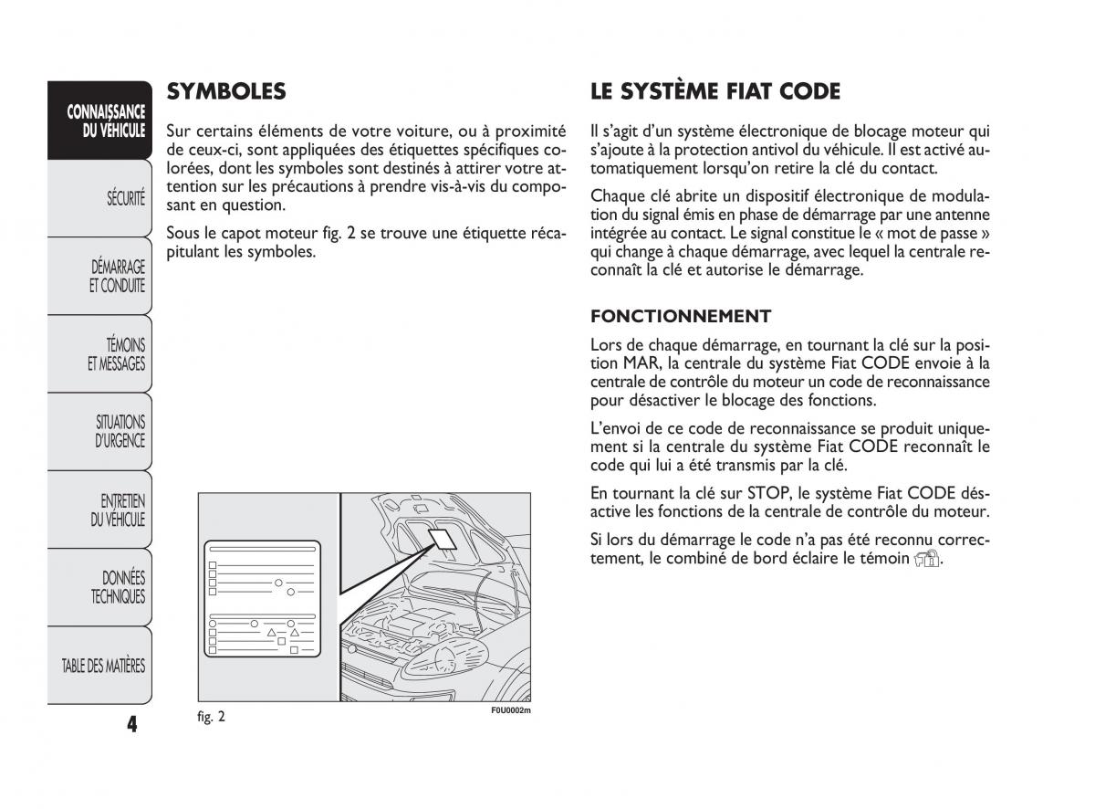 Fiat Punto Evo manuel du proprietaire / page 5