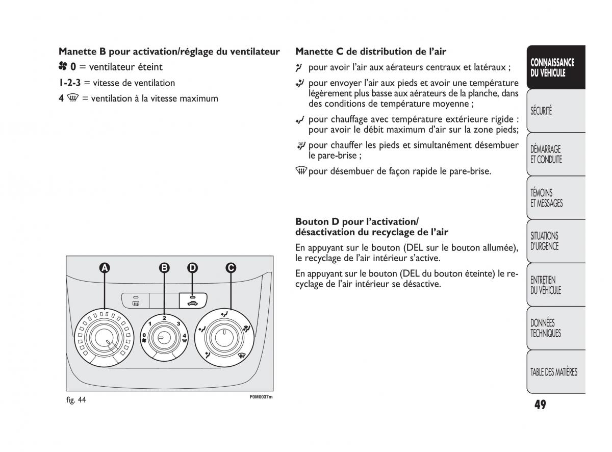 Fiat Punto Evo manuel du proprietaire / page 50