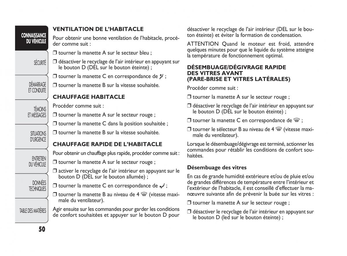 Fiat Punto Evo manuel du proprietaire / page 51