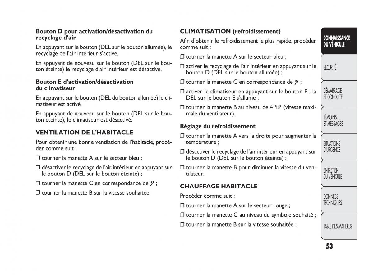 Fiat Punto Evo manuel du proprietaire / page 54