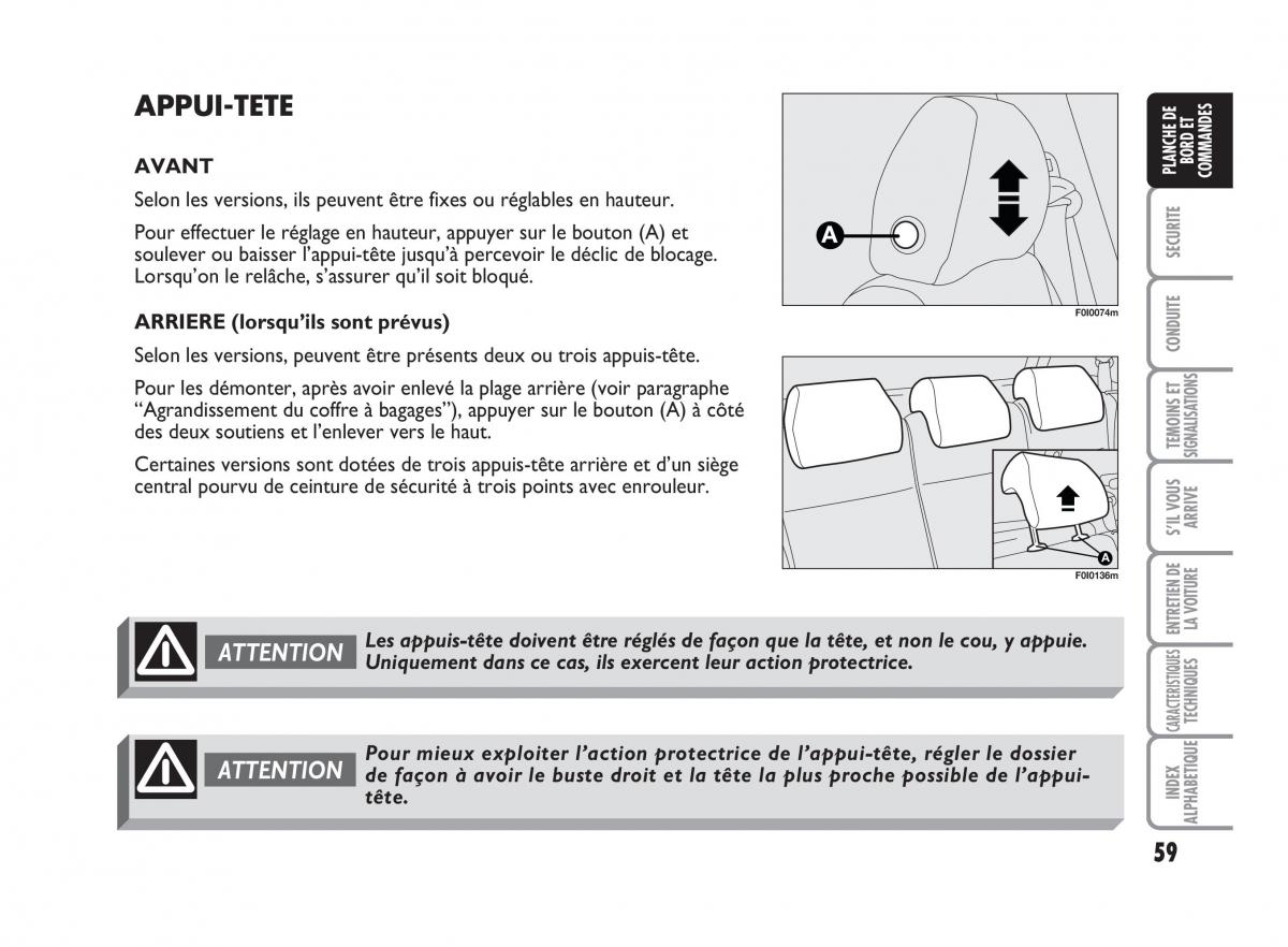 Fiat Punto Classic manuel du proprietaire / page 60