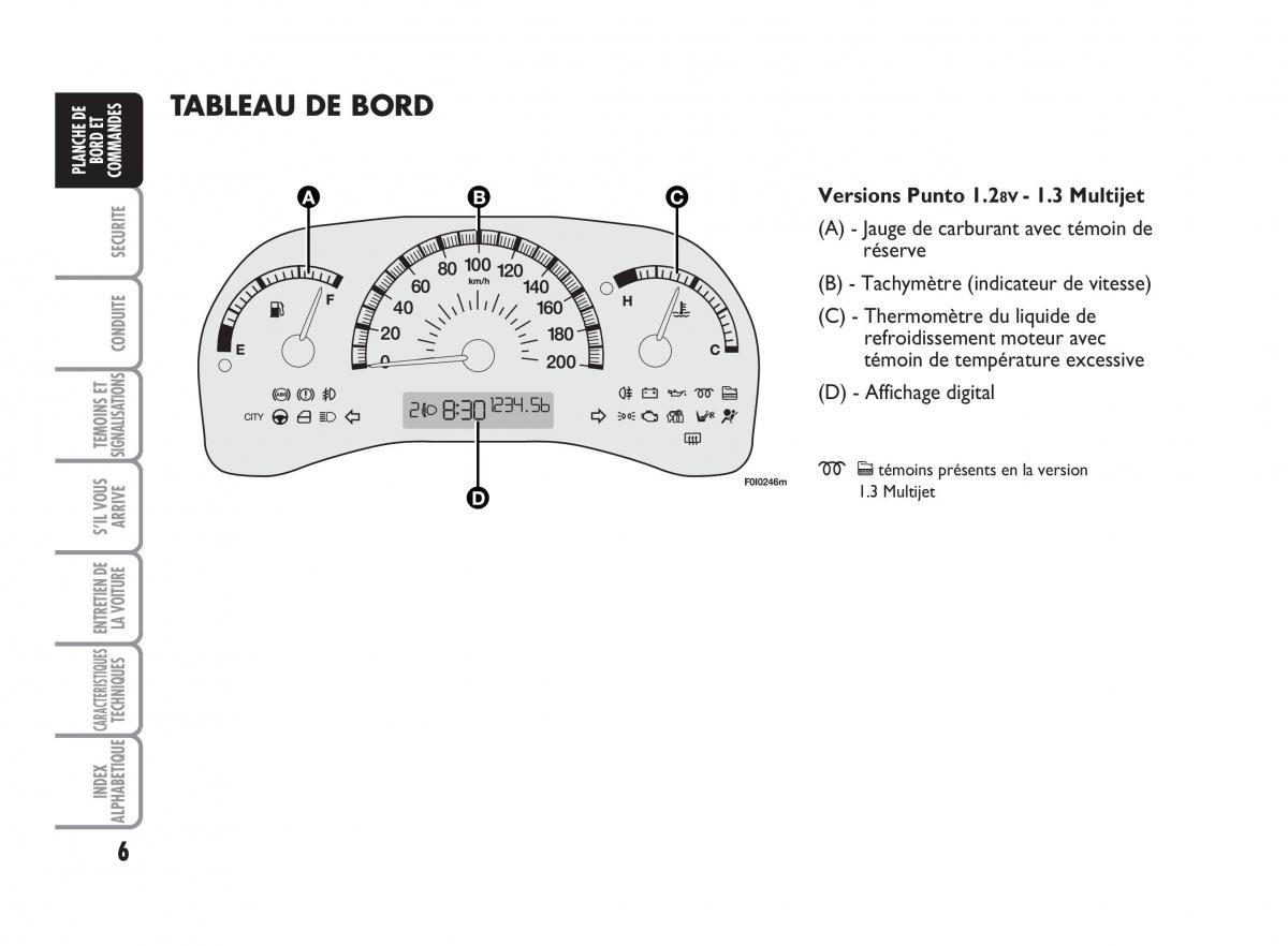 Fiat Punto Classic manuel du proprietaire / page 7