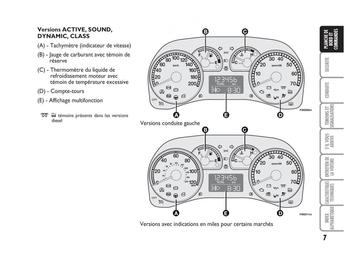 Fiat Punto Classic manuel du proprietaire / page 8