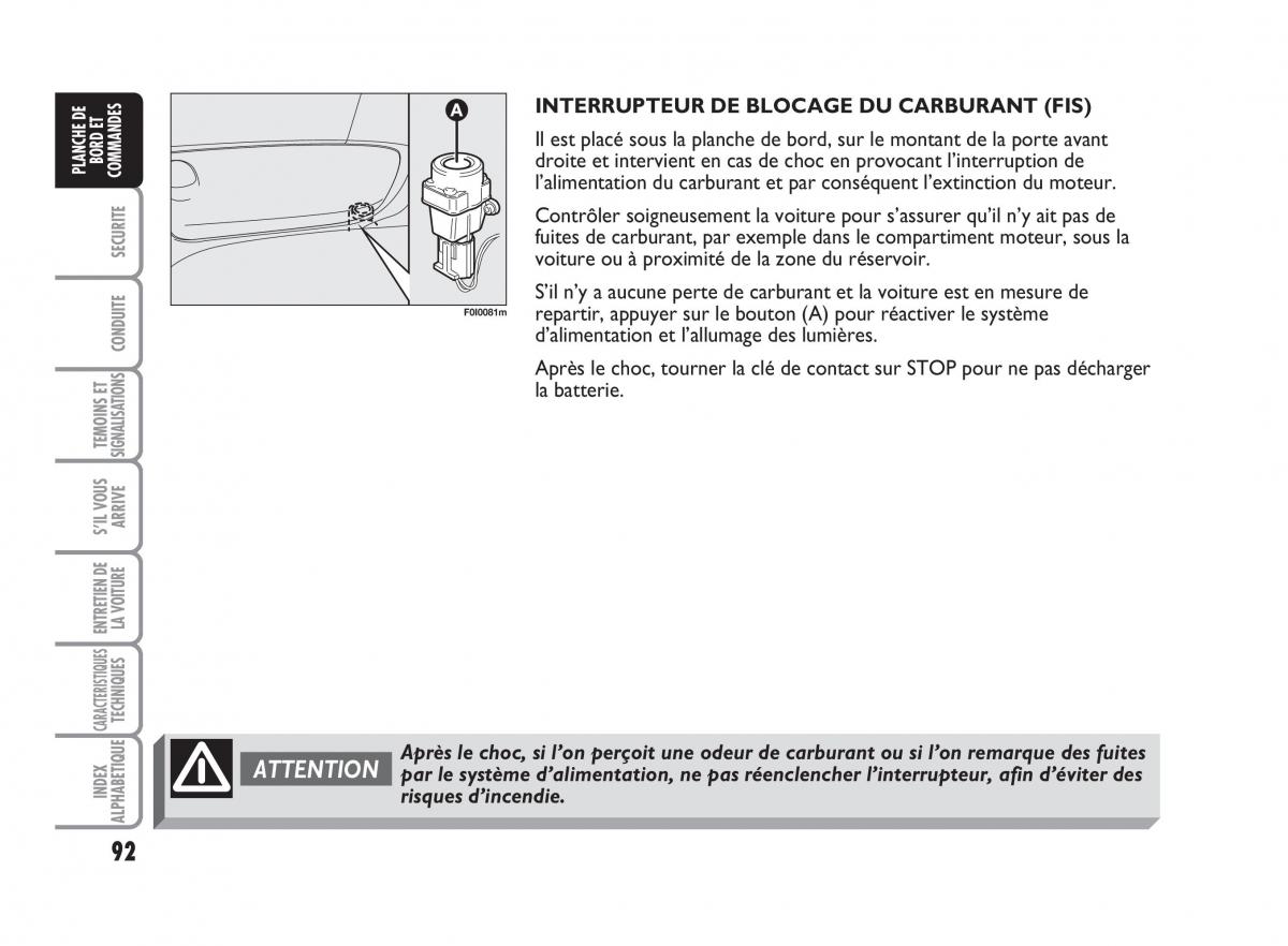 Fiat Punto Classic manuel du proprietaire / page 93