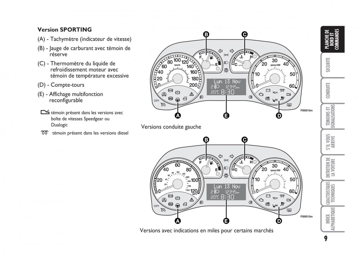 Fiat Punto Classic manuel du proprietaire / page 10