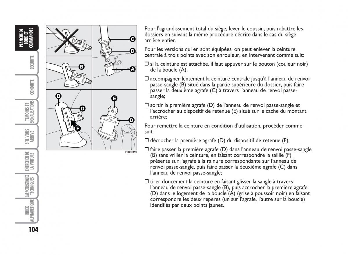 Fiat Punto Classic manuel du proprietaire / page 105