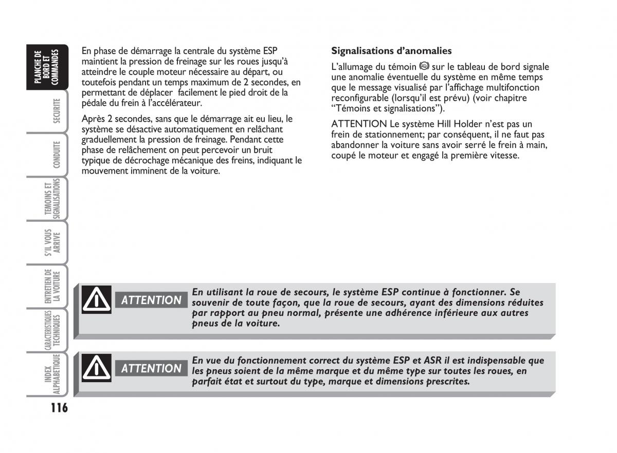 Fiat Punto Classic manuel du proprietaire / page 117