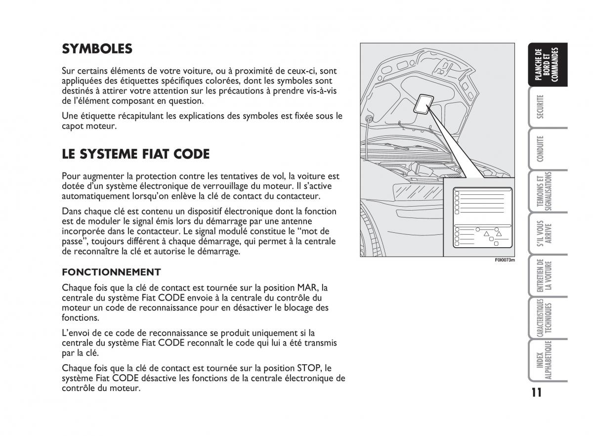 Fiat Punto Classic manuel du proprietaire / page 12