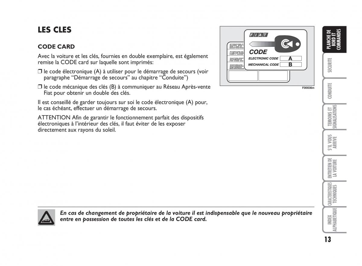 Fiat Punto Classic manuel du proprietaire / page 14