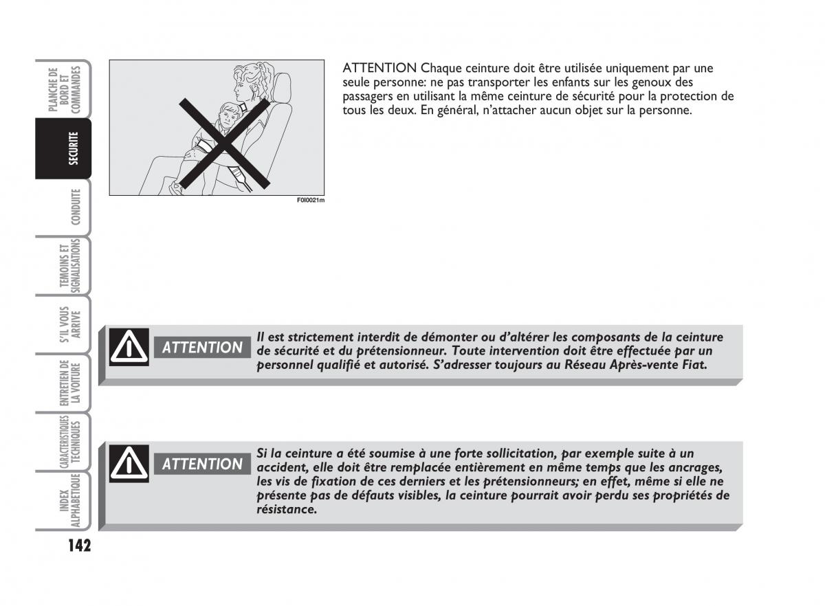 Fiat Punto Classic manuel du proprietaire / page 143