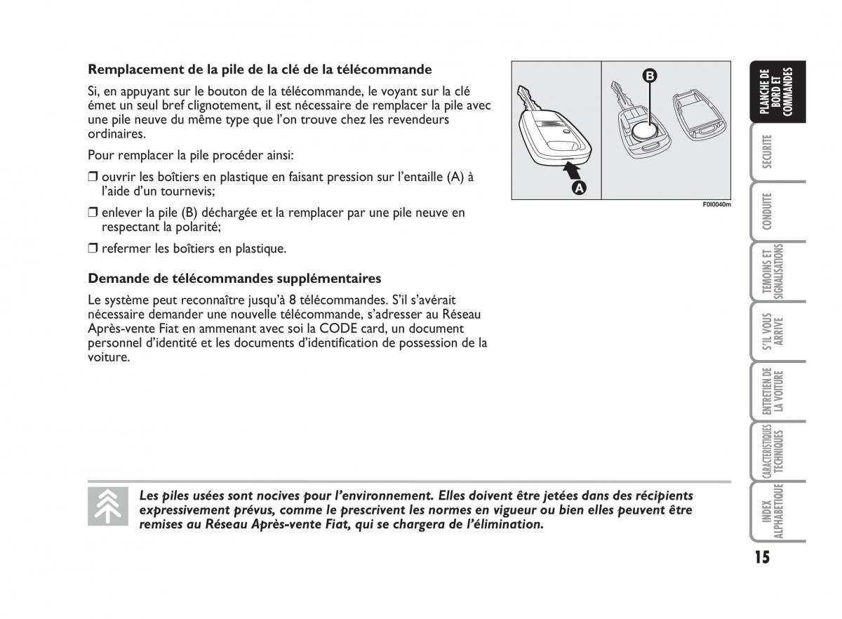 Fiat Punto Classic manuel du proprietaire / page 16